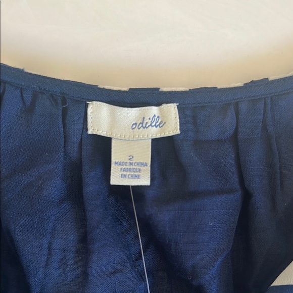 Odille Blue Tank Top with Tie Front and Sailor Collar - Picture 2 of 3